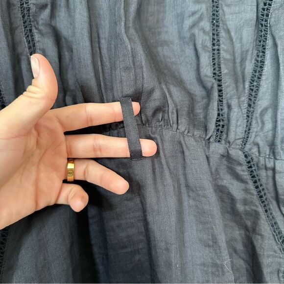 Frame Denim Black Mini Dress with Puff Sleeves and Mandarin Collar - Picture 11 of 11